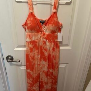 Allison Brittney Orange and Cream Maxi Dress